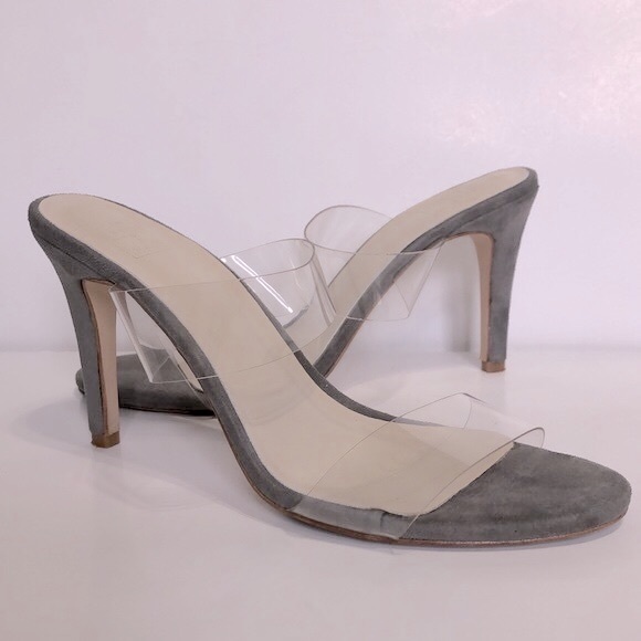 RAYE x Stone Cold Fox ‘Bacall’ Vinyl Strap Open Toe Heels in Smoke Grey - Picture 4 of 10